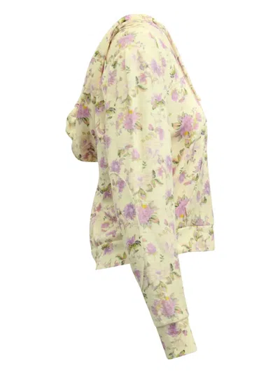 Pre-owned Loveshackfancy Floral-print Drawstring Hoodie In Neutral