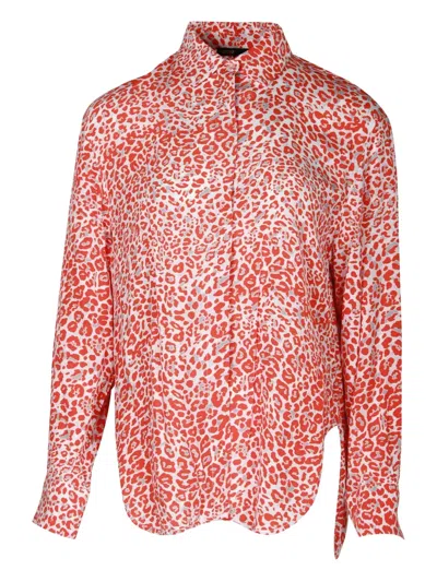 Pre-owned Maje Leopard-print Button-down Shirt In Orange