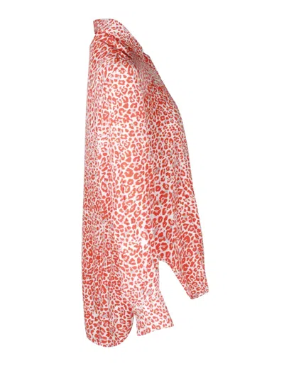 Pre-owned Maje Leopard-print Button-down Shirt In Orange