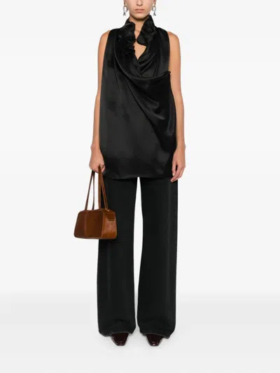 Khaite Black Solid Mock Collar Top In Black