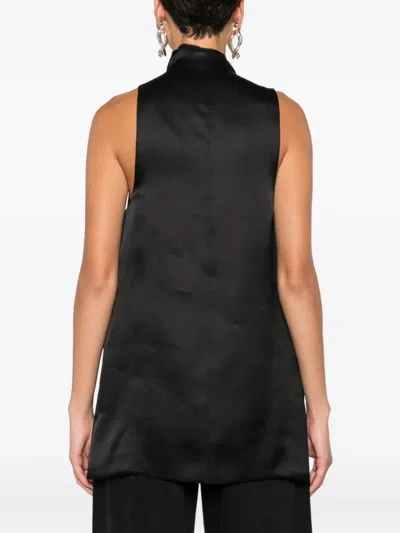 Khaite Black Solid Mock Collar Top In Black