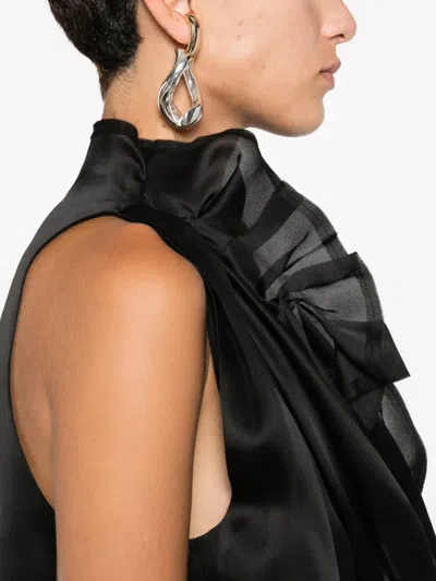 Khaite Black Solid Mock Collar Top In Black