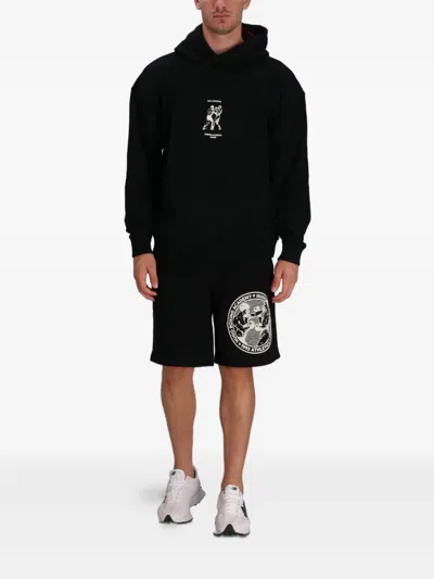 Hugo Boss Duwrestie Printed Oversized Fit Hoodie In Black