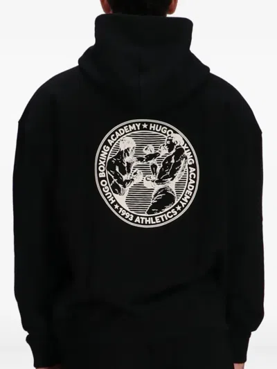 Hugo Boss Duwrestie Printed Oversized Fit Hoodie In Black