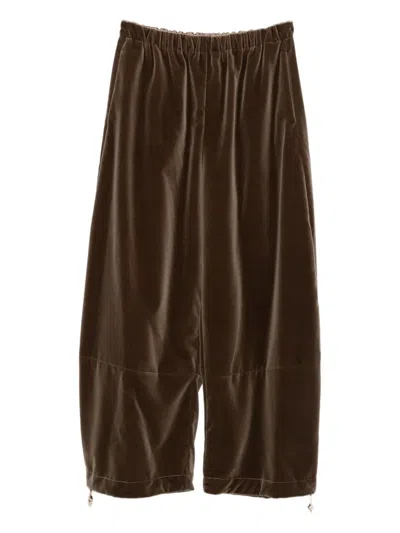 Fabiana Filippi Elastic Waist Casual Pants In Brown