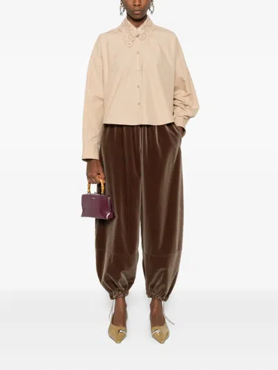 Fabiana Filippi Elastic Waist Casual Pants In Brown