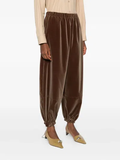 Fabiana Filippi Elastic Waist Casual Pants In Brown