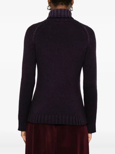 Base Purple Wool Turtle-neck Jumper In Purple