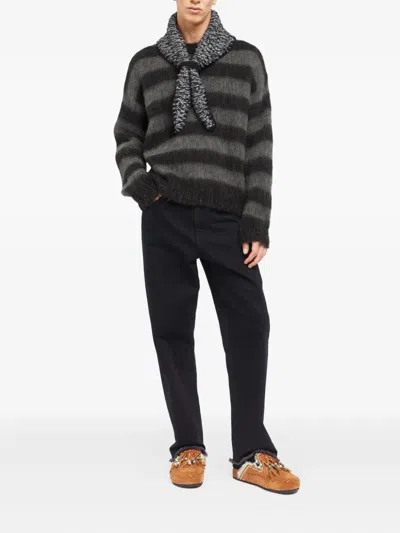 Alanui Striped Sweater In Black