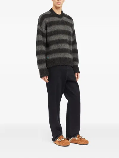 Alanui Striped Sweater In Black