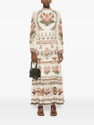 Farm Rio Majestic Hearts Tiered Floral-print Georgette Maxi Dress In Multi