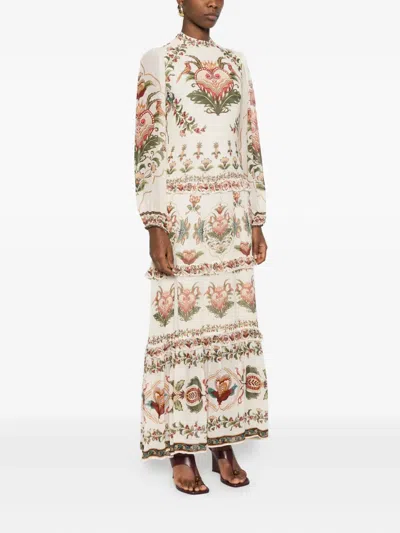 Farm Rio Majestic Hearts Tiered Floral-print Georgette Maxi Dress In Multi