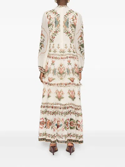 Farm Rio Majestic Hearts Tiered Floral-print Georgette Maxi Dress In Multi