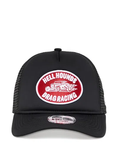 New Era Mens Black 9forty Graphic Patch A-frame Stretch-woven Trucker Cap In Black