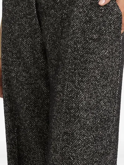 Dolce & Gabbana High Waist Herringbone Houndstooth Tailored Trousers In Black