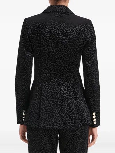 Temperley London Leopard-pattern Double-breasted Blazer In Black