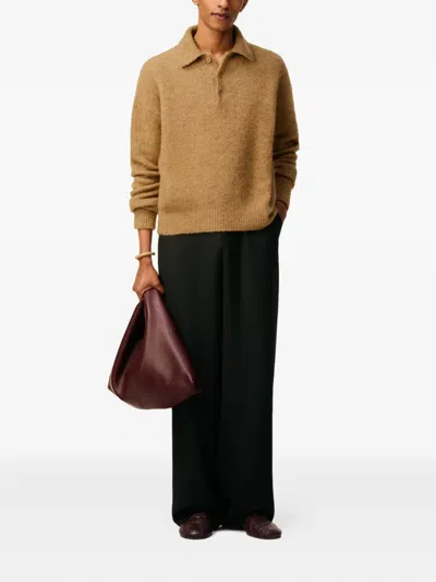 Ami Alexandre Mattiussi Ami Paris Polo In Alpaca And Wool In Brown