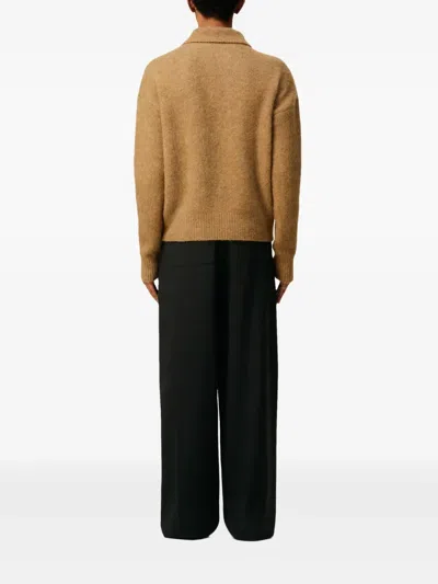 Ami Alexandre Mattiussi Ami Paris Polo In Alpaca And Wool In Brown