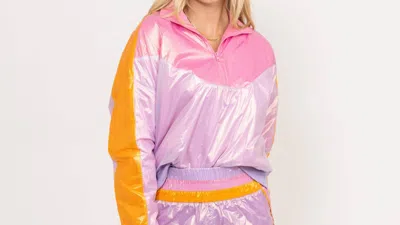 Karlie Colorblock Retro Zip Pullover In Multi In Multi