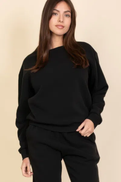 Truedames Full Size Fleece Drop Shoulder Sweatshirt Plus Size In Black