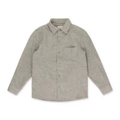 Aimé Leon Dore Cream Merino Wool Button-down Shirt In Gray