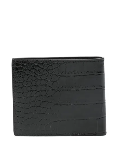 Tom Ford Crocodile Print Leather Wallet In Black