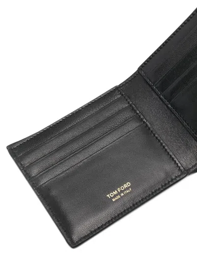 Tom Ford Crocodile Print Leather Wallet In Black