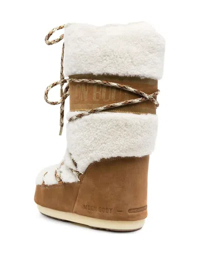 Moon Boot 40mm Lace-up Shearling Boots In Neutral