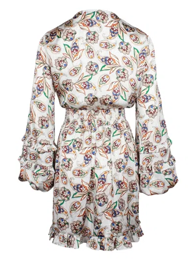Pre-owned Maje Paisley-print Balloon-sleeve Mini Dress In White