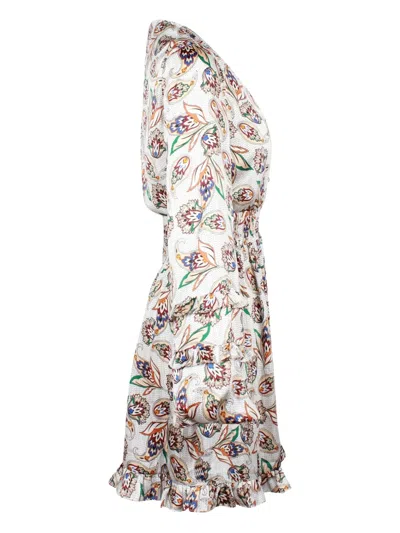 Pre-owned Maje Paisley-print Balloon-sleeve Mini Dress In White