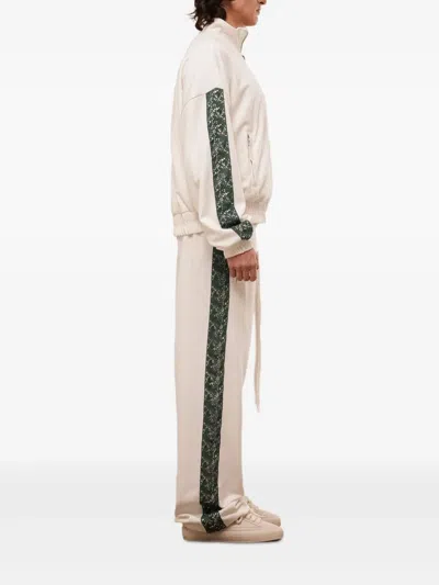 Rough Lace-insert Side-stripe Track Pants In White