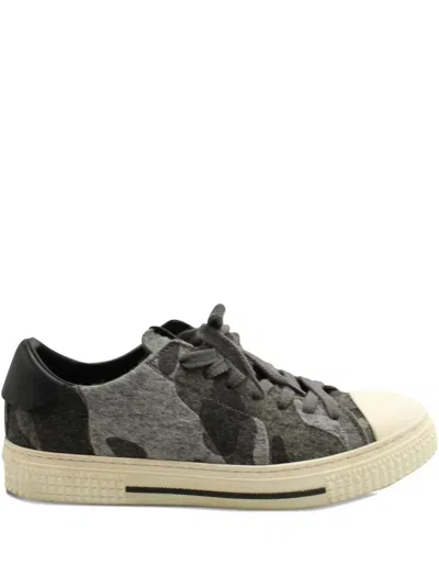 Pre-owned Valentino Garavani Camouflage-print Cap-toe Sneakers In Gray