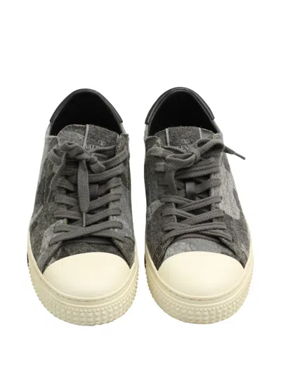 Pre-owned Valentino Garavani Camouflage-print Cap-toe Sneakers In Gray