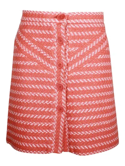 Pre-owned Maje Button-front A-line Mini Skirt In Orange