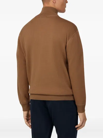 Boggi Milano Ens Hazelnut Half-zip Wool And Cashmere-blend Jumper In Brown