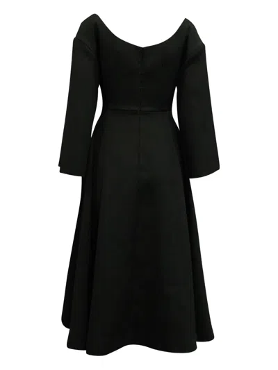 Pre-owned Emilia Wickstead Long-sleeve A-line Midi Dress In Black