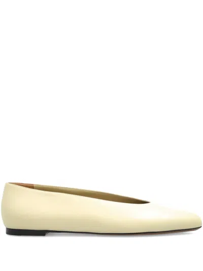 Neous Beid Pointed-toe Leather Ballet Flats In White