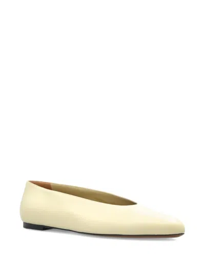 Neous Beid Pointed-toe Leather Ballet Flats In White