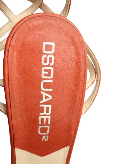 Pre-owned Dsquared2 Double-strap Block-heel Sandals In Orange