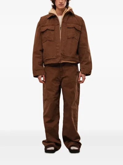 Rough Patch-pocket Jacket In Brown
