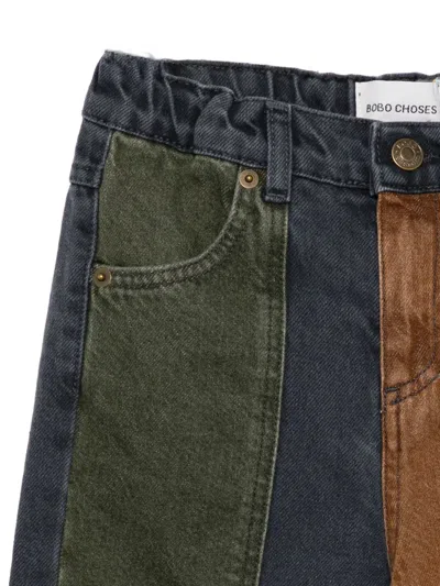 拼色拼接牛仔裤