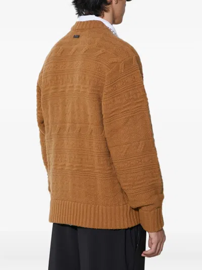 Ader Error Coarse Twisted Knitted Round Neck Sweater In Brown