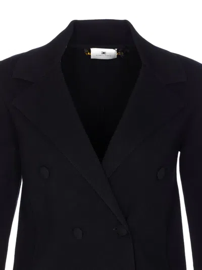 Elisabetta Franchi Tailored Double-breasted Jacket With Structured Silhouette In Black
