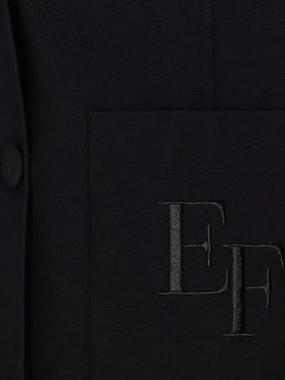 Elisabetta Franchi Tailored Double-breasted Jacket With Structured Silhouette In Black
