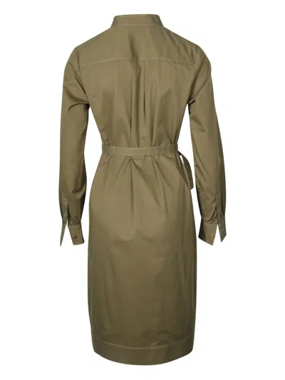 Pre-owned Apc Belted Button-front Dress In Green