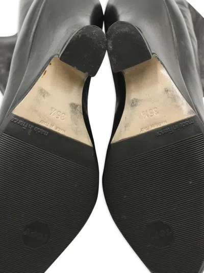 Pre-owned Miu Miu Leather Wedge Ankle Boots In Black