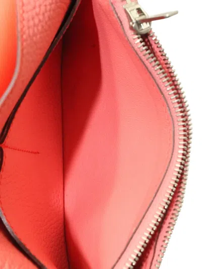 Pre-owned Hermes Dogon 皮质小号钱包 In Orange