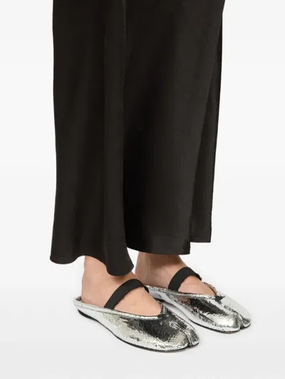 Maison Margiela Leather Tabi Mule With Broken Mirror Effect In Silver
