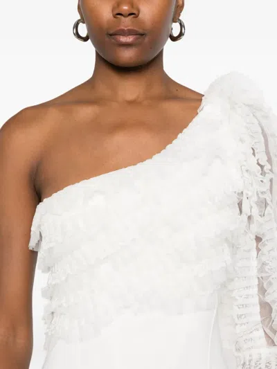 Gemy Maalouf Ruffled One-shoulder Dress In White