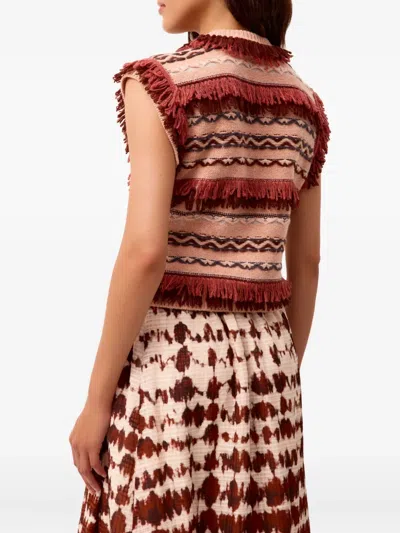 Marie Oliver Desmond Fringe Trim Sleeveless Sweater In Brown